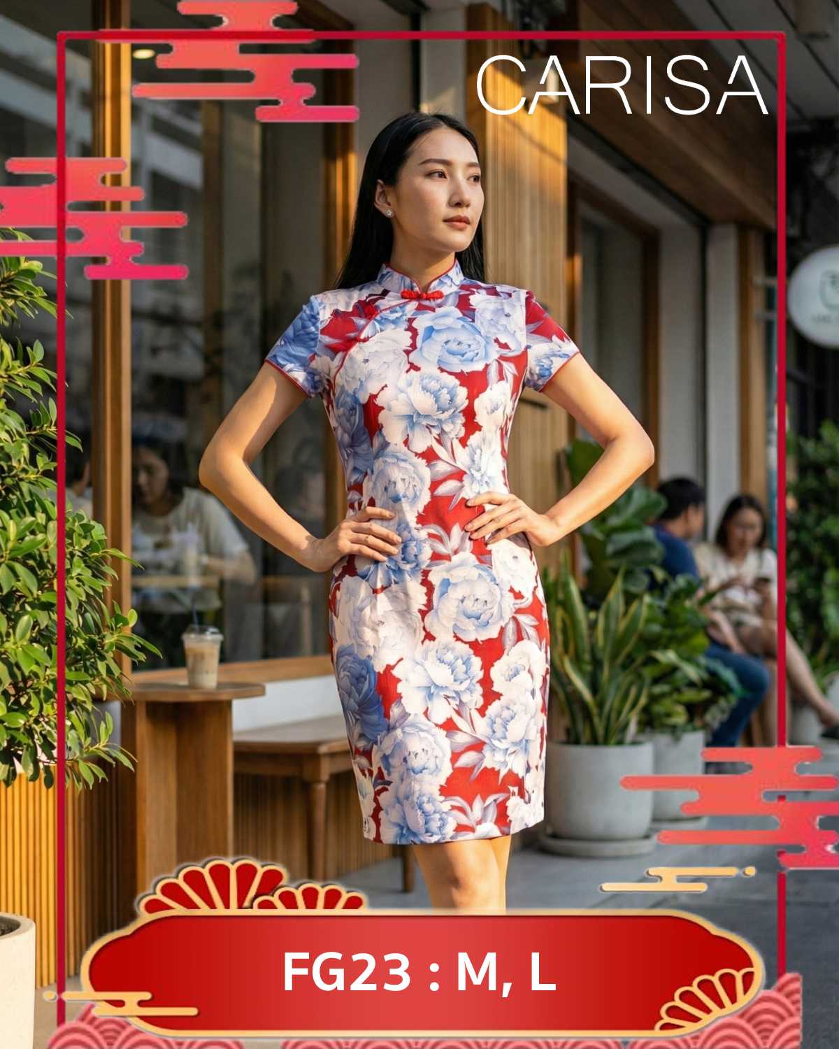 [FG23] เดรสกี่เพ้าสั้น ผ้าพิมพ์ลายดอกไม้ คอตตอลเปนเด็กซ์