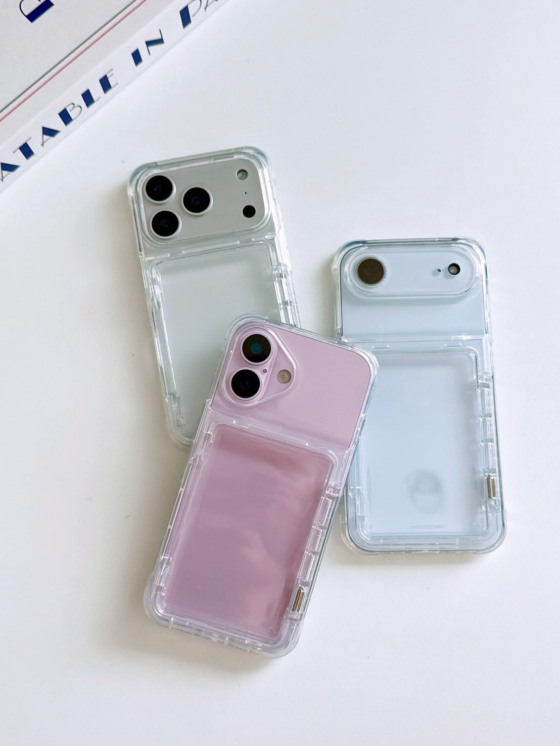 [i11-17promax] เคสใส มีช่องใส่บัตร แบบฝาเปิด-ปิด