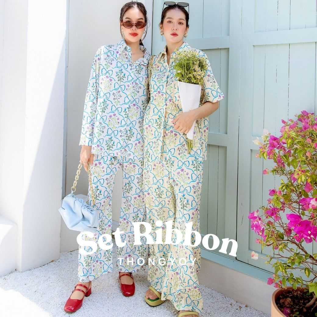 Set Ribbon เสื้อ&กางเกงขายาว (ขายทั้งเซตเเละขายเเยกชิ้น)