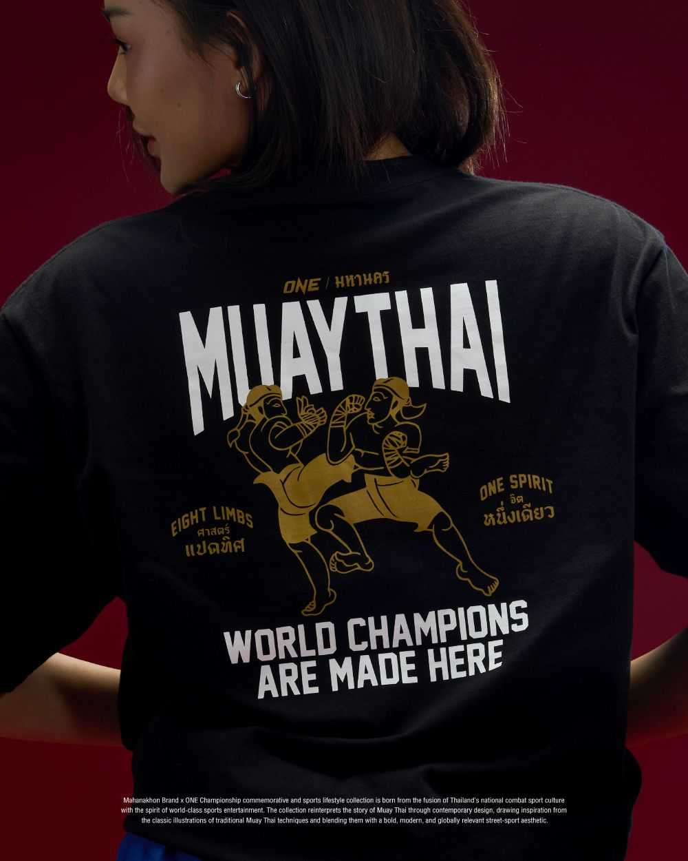 MAHANAKHON X ONE MUAY THAI T-SHIRT  เสื้อยืดลายมวยไทยสีดำ