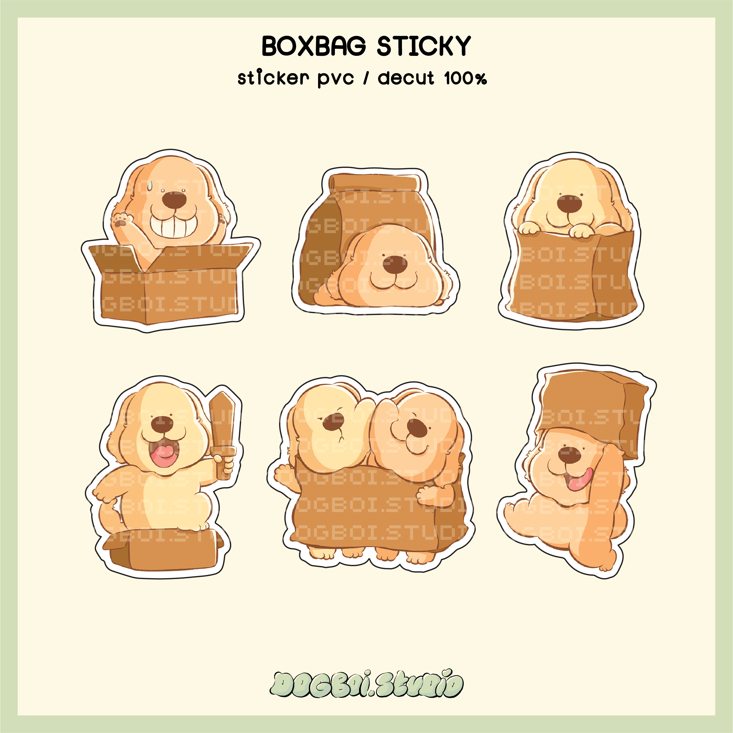 DOGBOI sticker pvc📦boxbag sticky สติ๊กเกอร์หมาเด็กเล่นกล่อง!!
