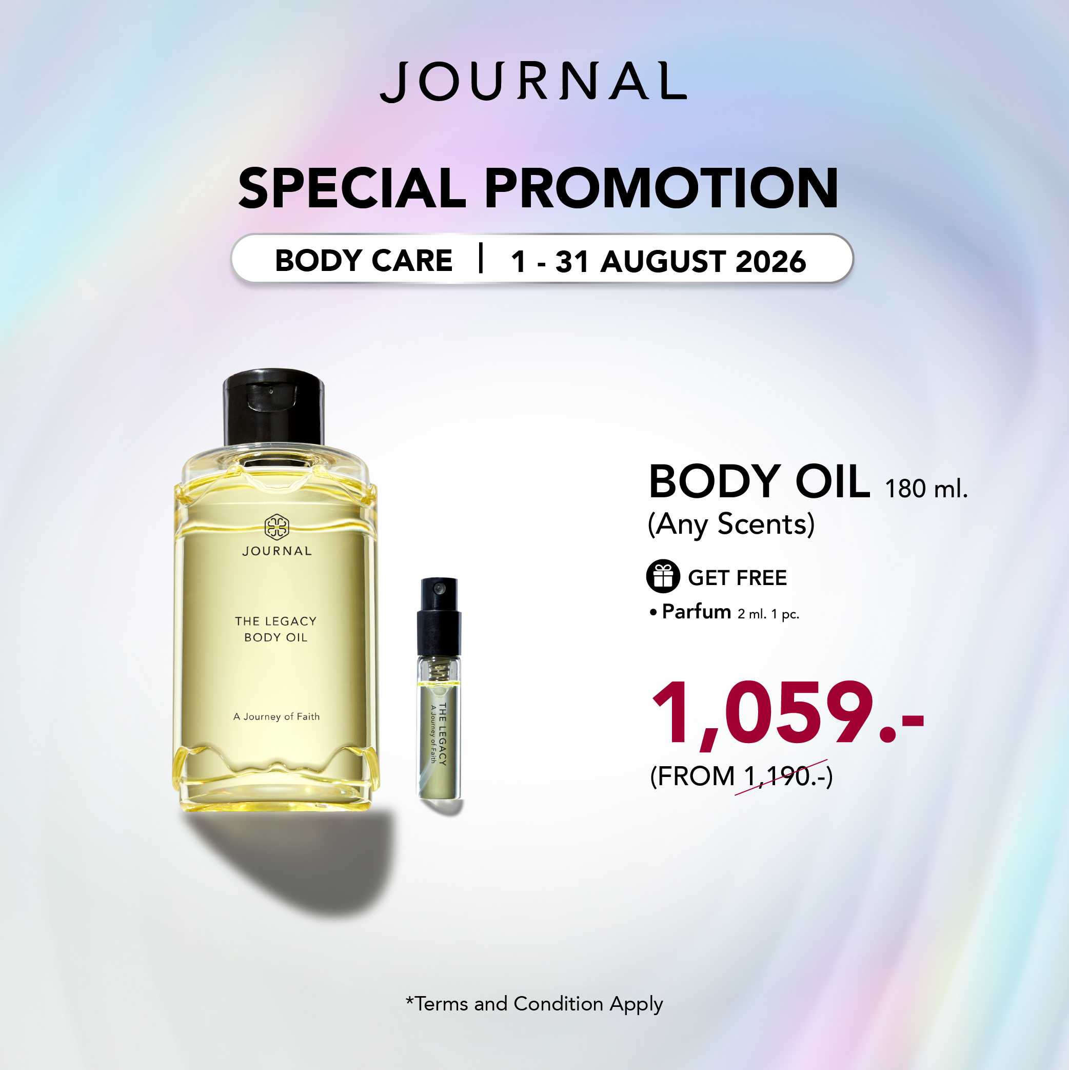 Aug Special✨Body Oil 180 ml ราคาพิเศษ 1,059.- (ปกติ 1,190.-) และของแถมฟรี 3 รายการ