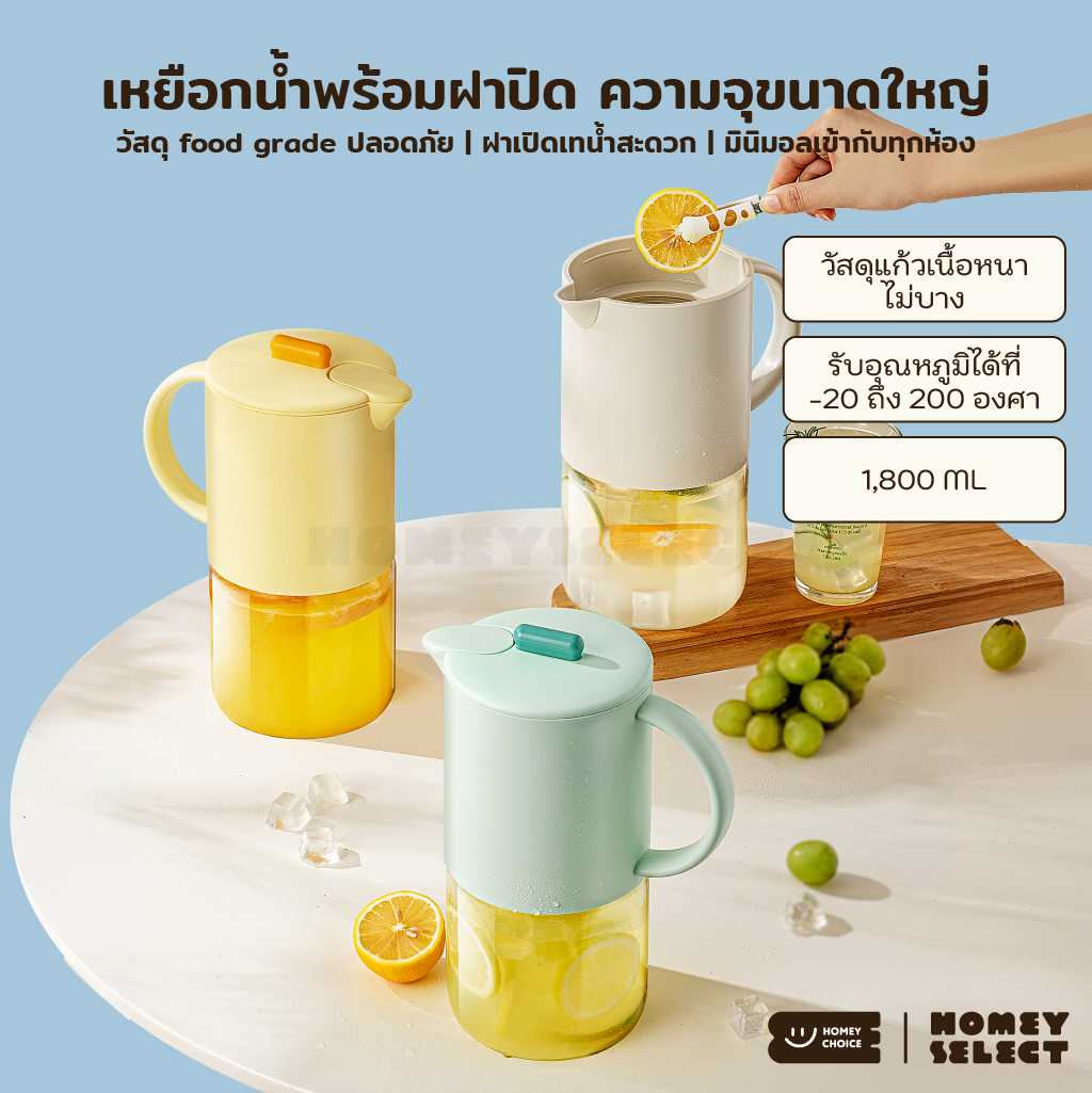 HomeyChoice ชุดเหยือกน้ำ รุ่น 8059 วัสดุ Food Grade สีมินิมอล มี 3 สี