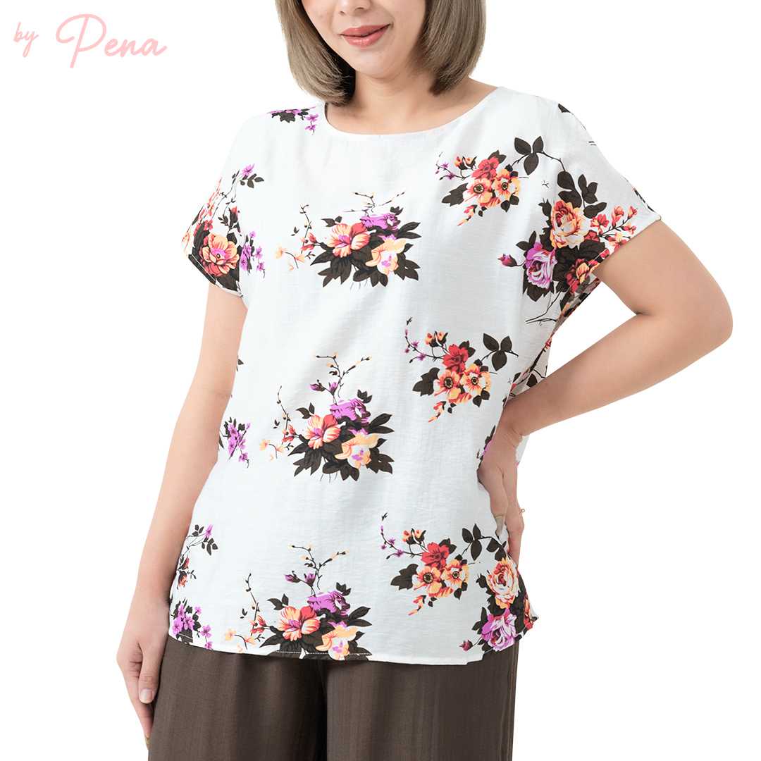 Pena house เสื้อเบลาส์แขนล้ำ คอกลม ลายดอกไม้ POSS012503