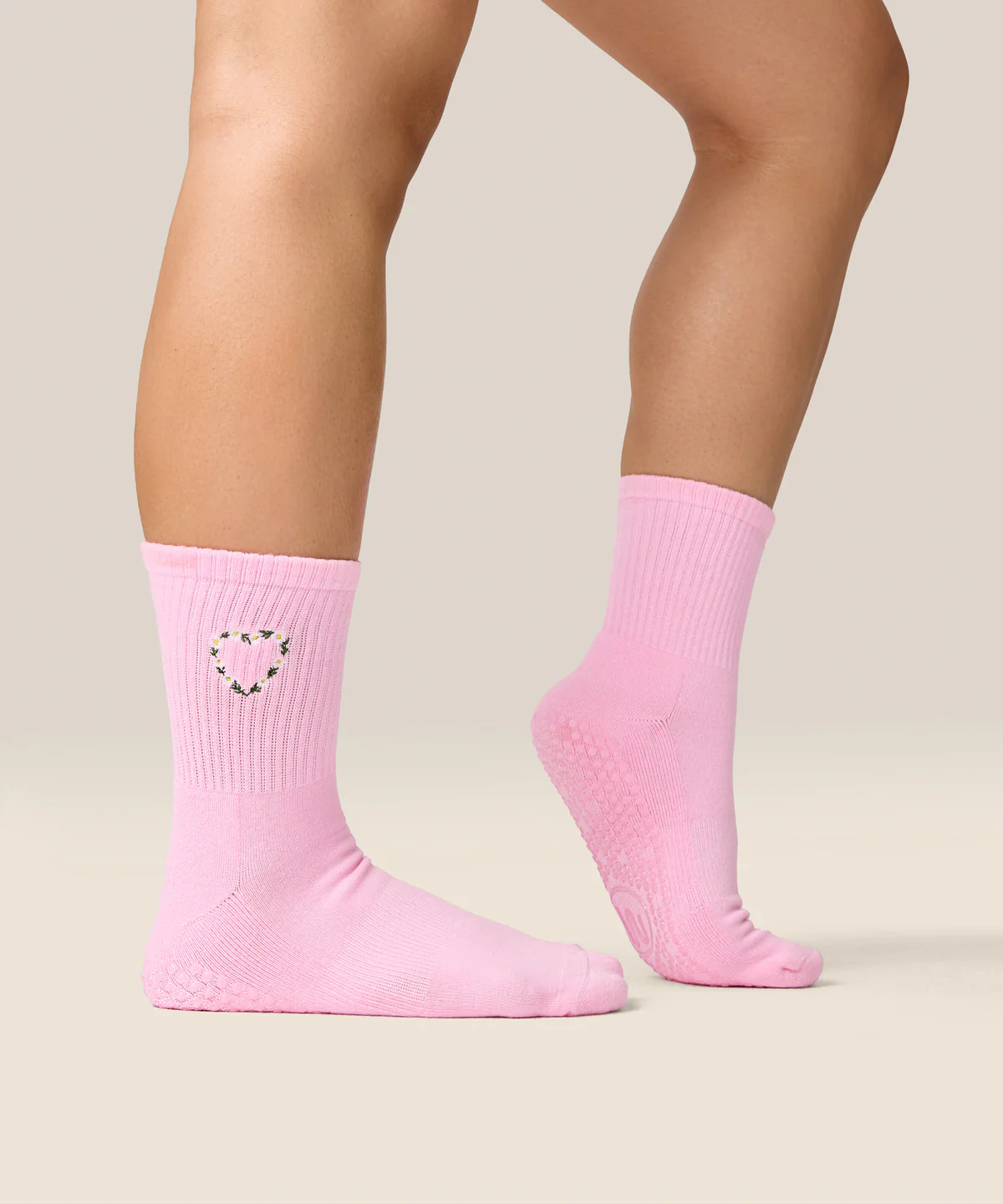 Crew Grip Socks - Heart Vine Pink