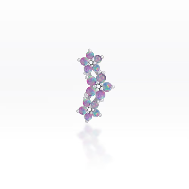 PiercingRoomByJay 3 Purple Opal Flower Screw Flat Back จิวดอกไม้โอปอล เงินแท้ (ราคาต่อชิ้น)