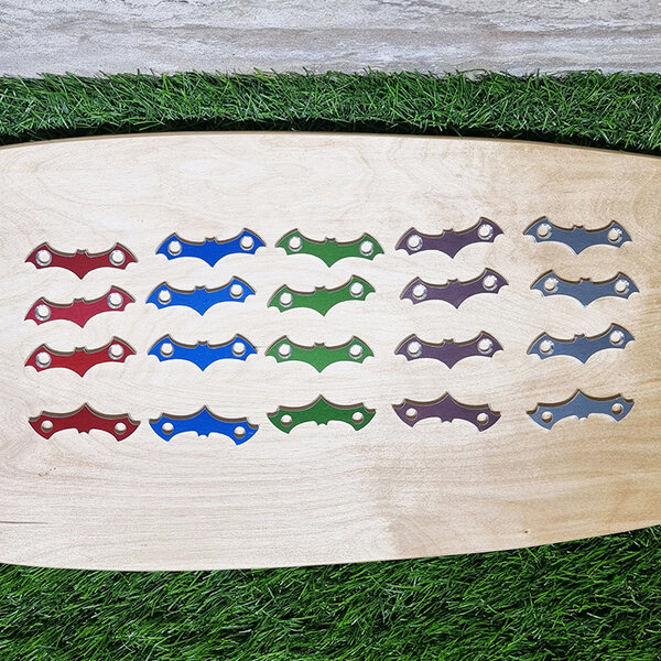 [0302] batman แผ่นรองน็อตยึดทรัคสเก็ตบอร์ด แก้น็อตจมกินไม้ ทรงค้างคาว ชุบสีอโนไดซ์