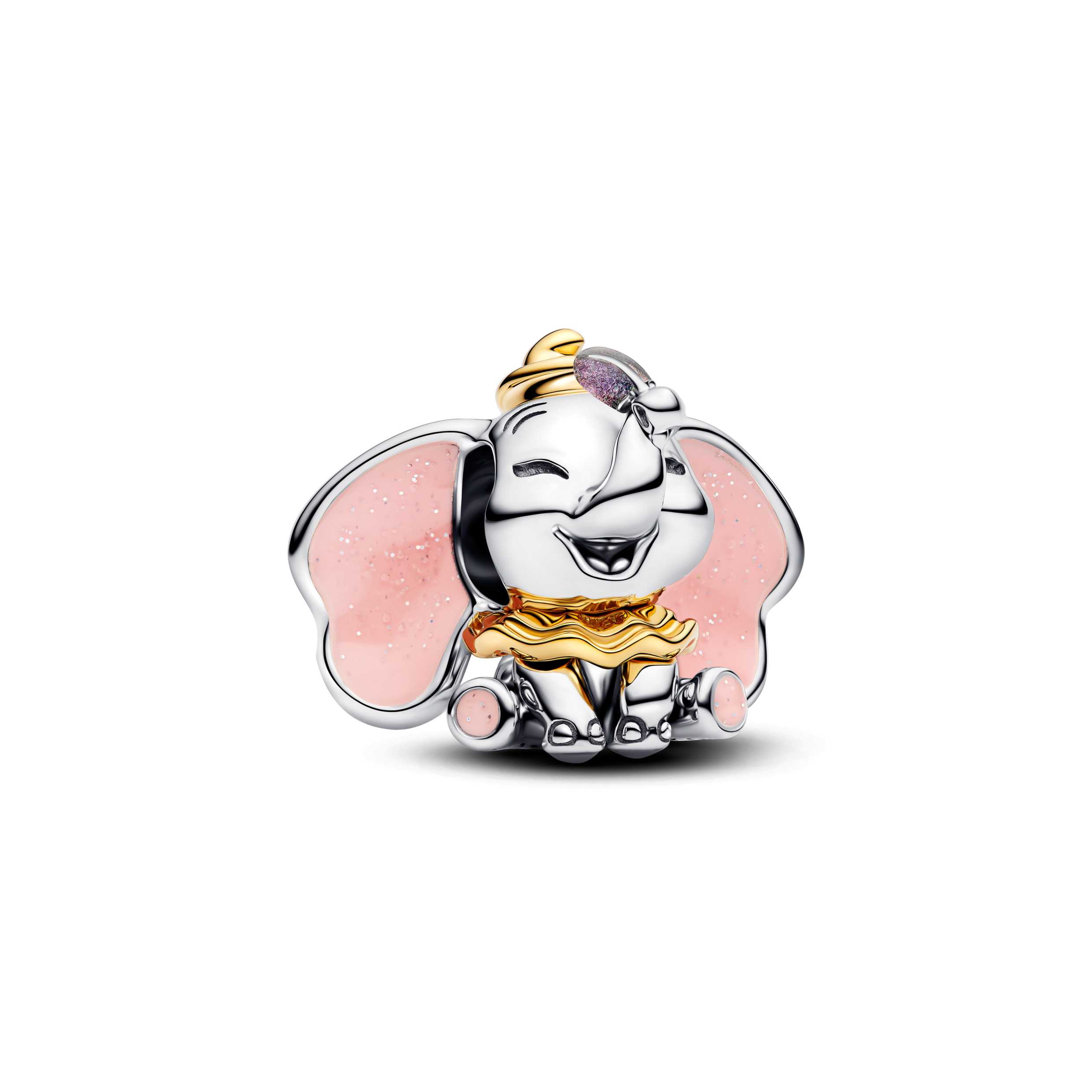 Disney Dumbo sterling silver and 14k gold-plated charm with glittery pink and purple enamel