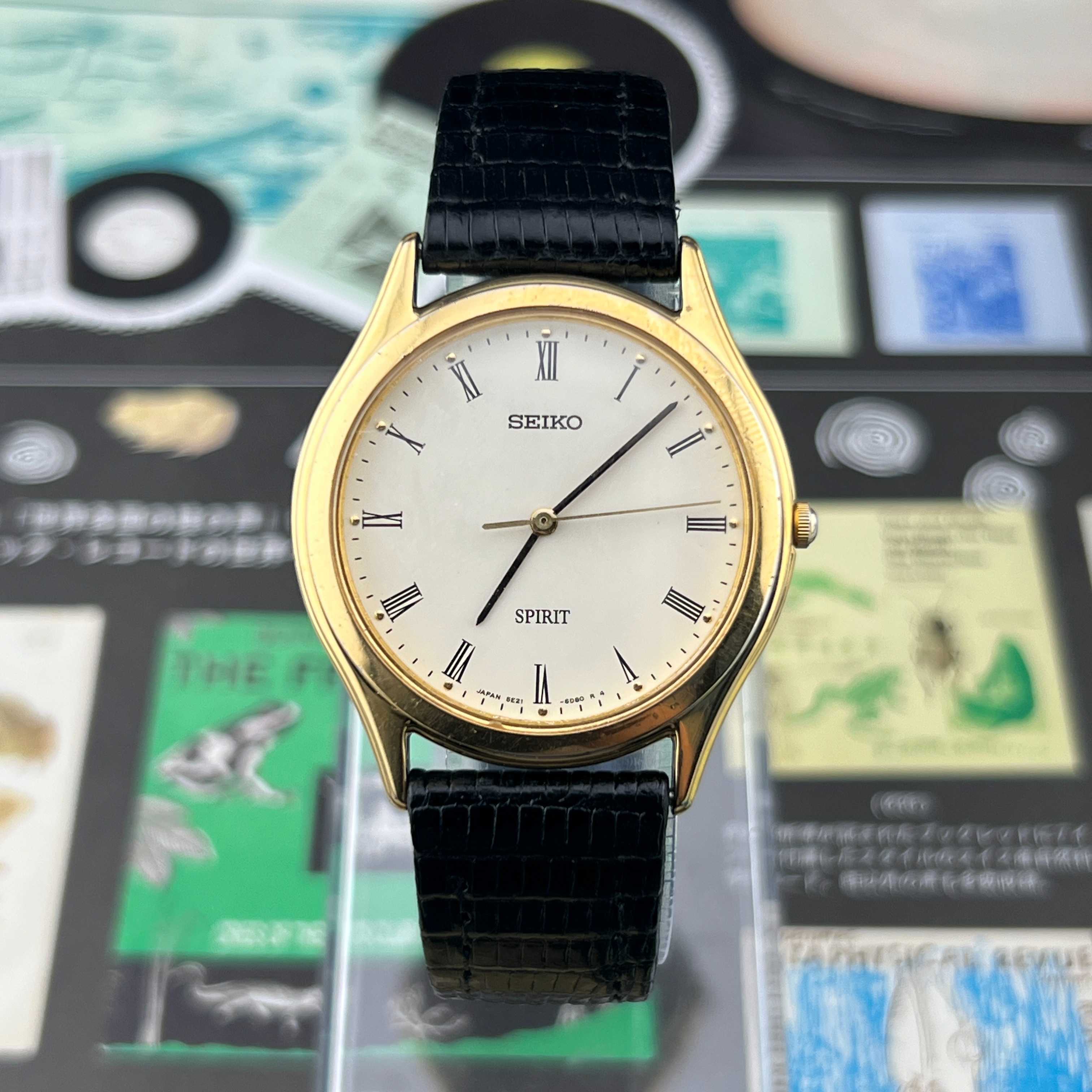 Vintage Seiko Spirit Roman Quartz Ivory Dial Ref.5E21-6D70 Japan 2005