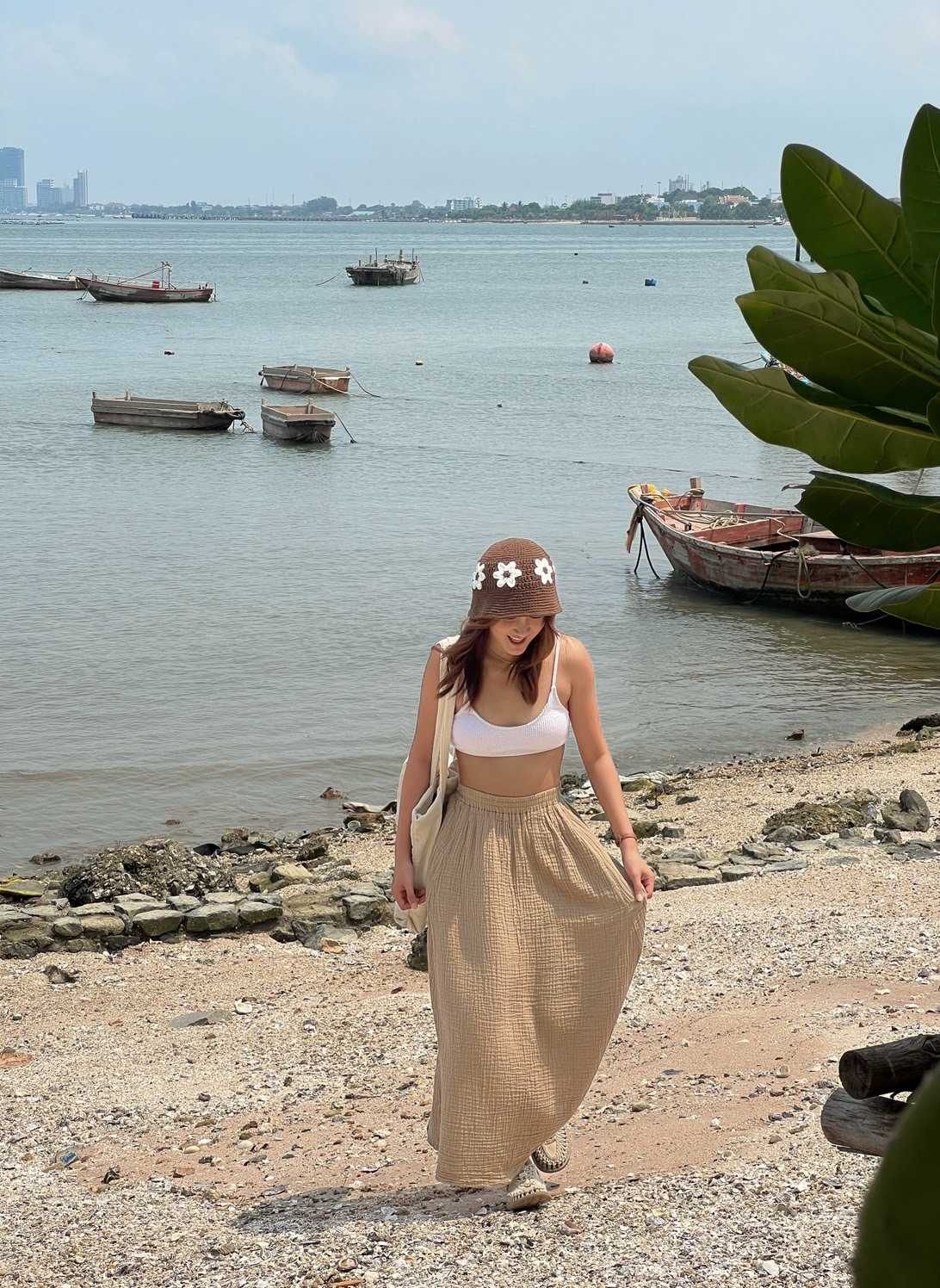 Apo อาโป กระโปรงยาวสาลูสองชั้น