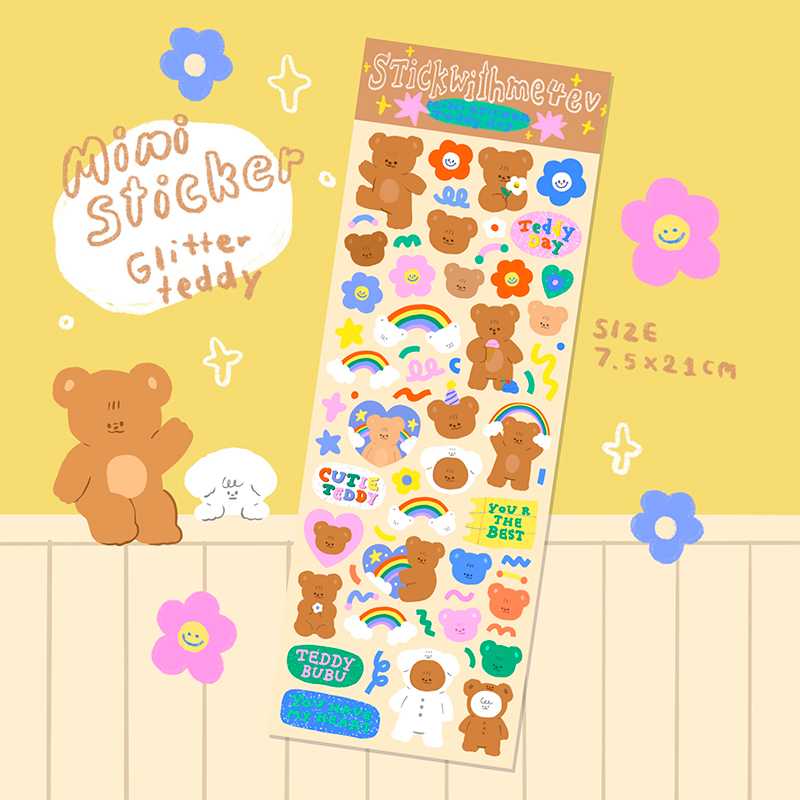 Mini sticker : Glitter teddy day