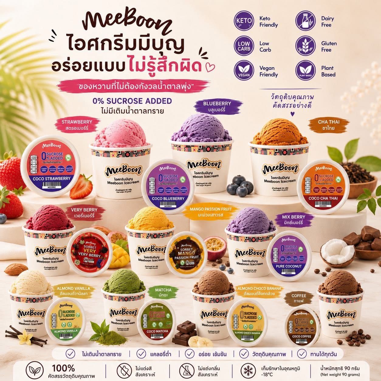 ไอศครีม ไร้น้ำตาล 0 % เพื่อสุขภาพ
