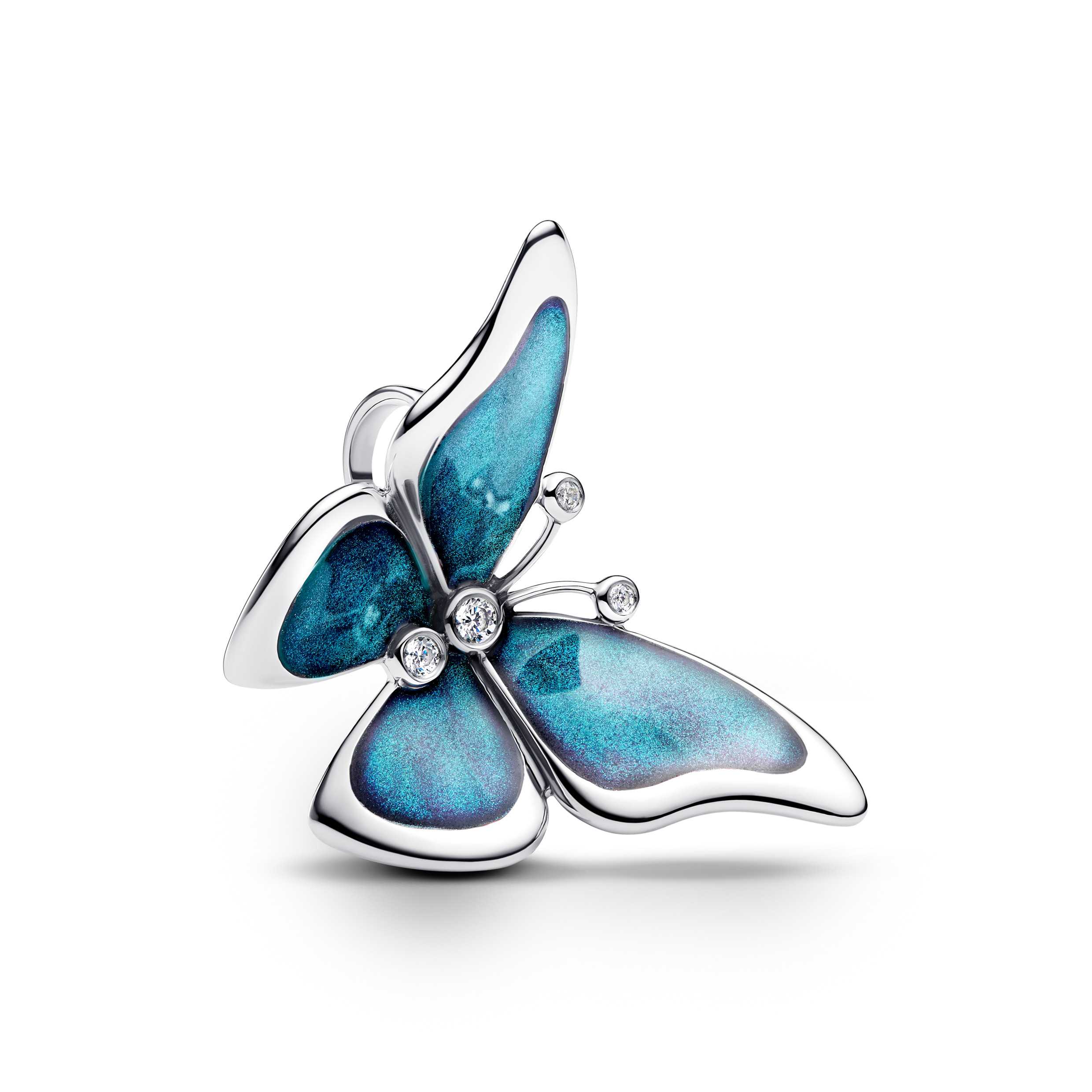 Butterfly sterling silver charm with clear cubic zirconi