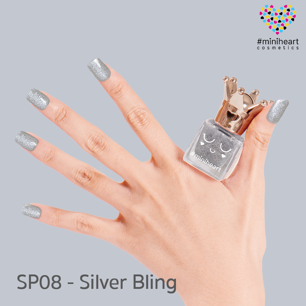 สีทาเล็บ Miniheart สูตรสเปเชียล SP08 - Silver Bling