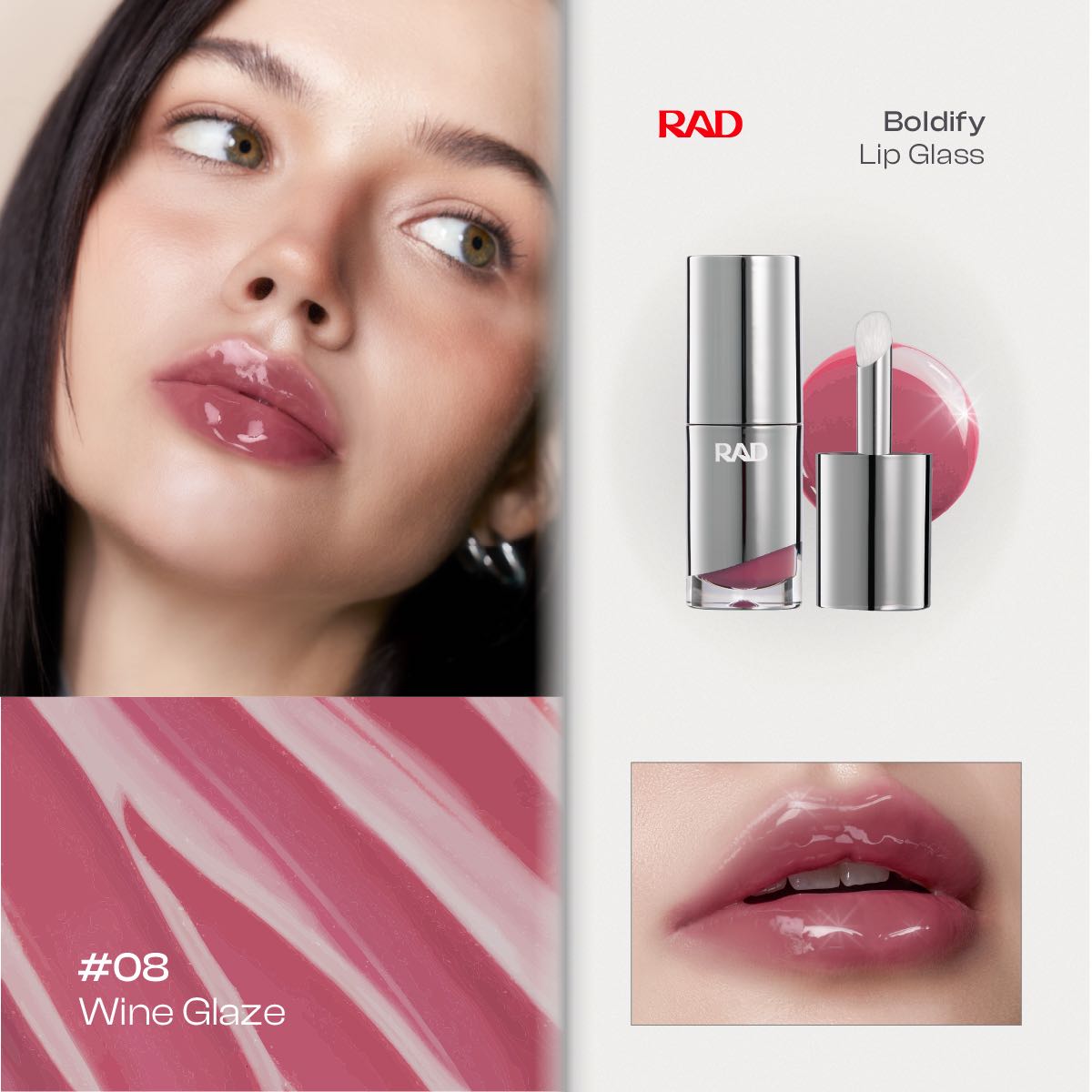 RAD l BOLDIFY Lip Glass สี 08 Wine glaze