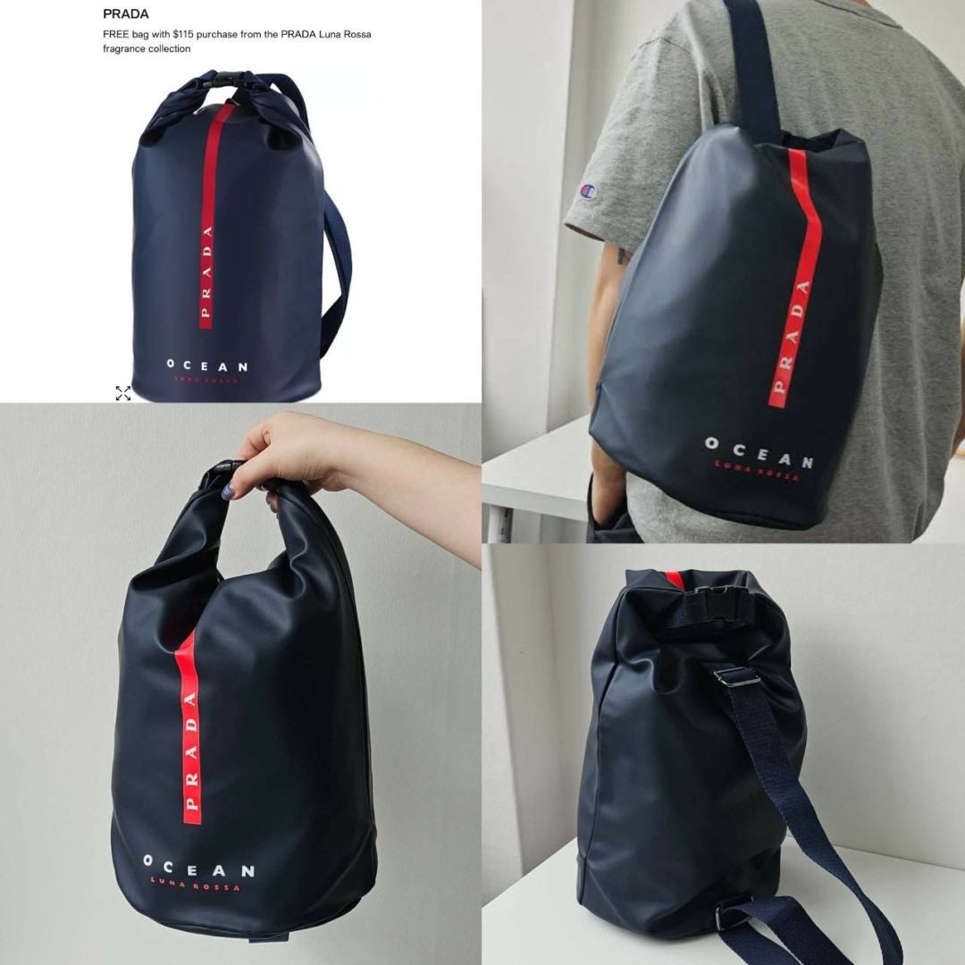 P R A D A  O c e n  L u n a  R o s s a  Pouch Navy Blue Travel Toiletry Bag with Dust