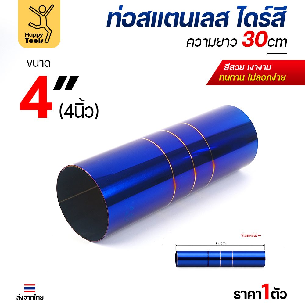 ท่อกลม สแตนเลส ไดร์สี ลาย P4 4″ หนา 1.2 มม. ยาว 30 ซม.