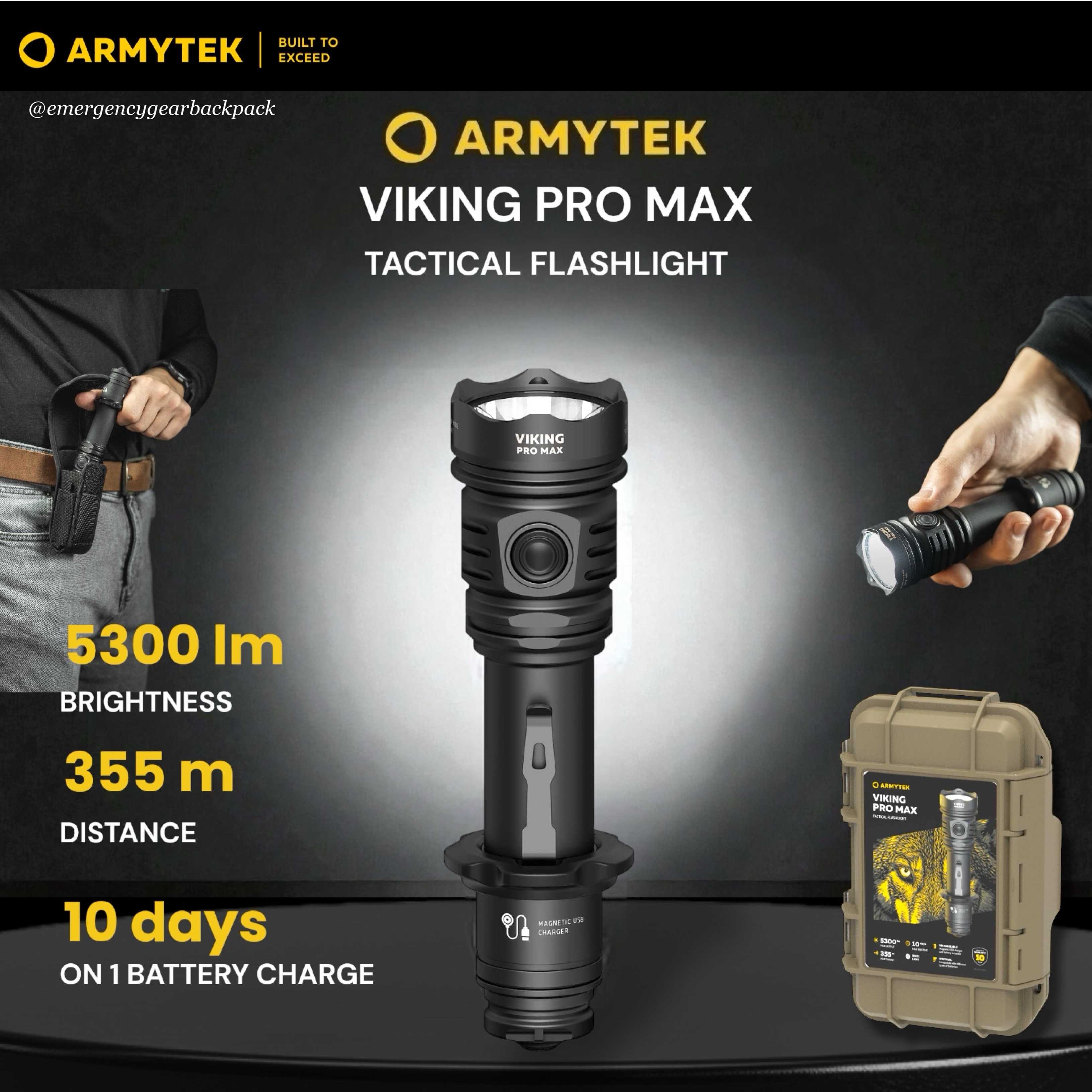 Armytek Viking Pro Max 5300 lm 355 m Tactical Flashlight