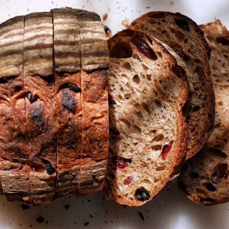 Cranberry raisin walnut hybrid sourdough