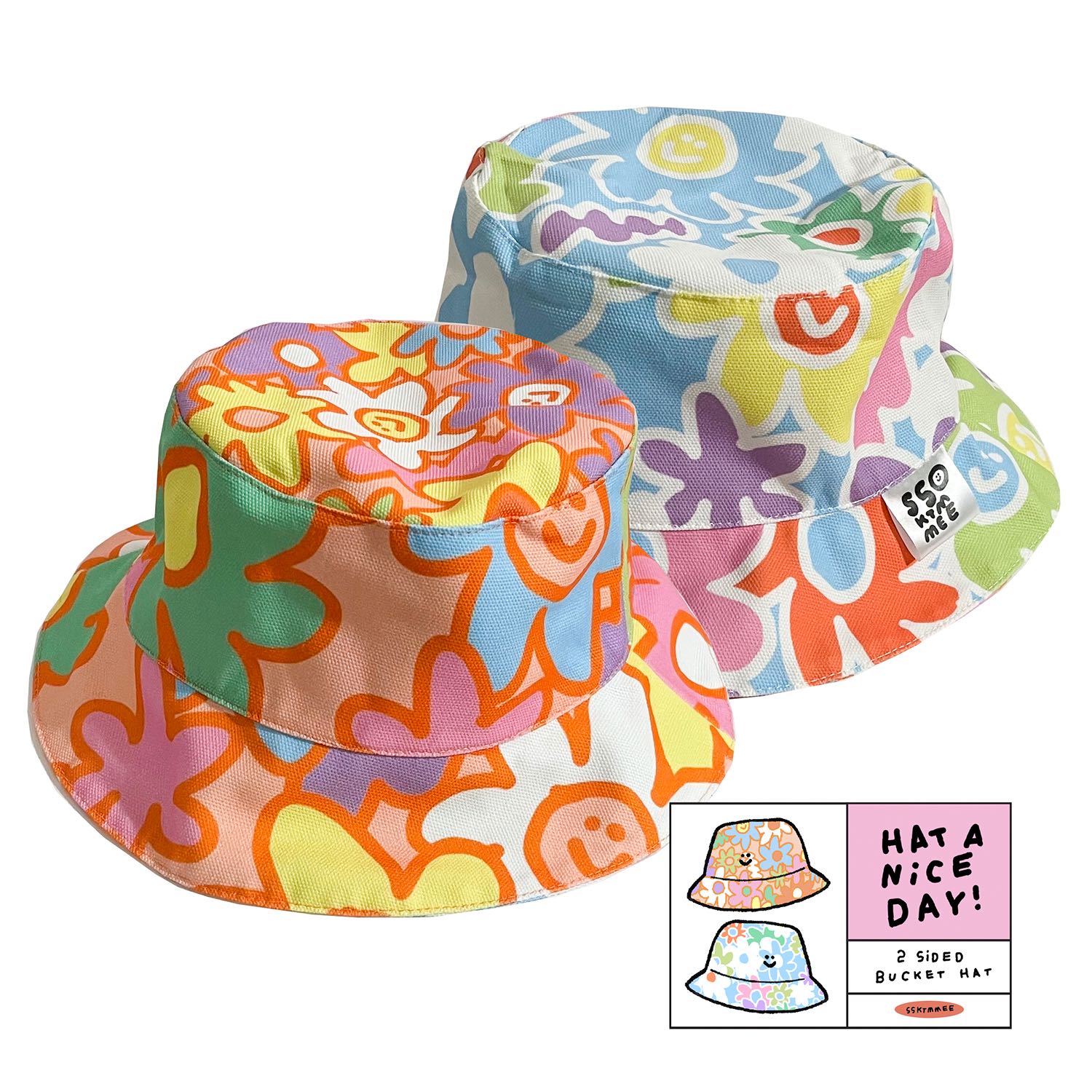 2sided bucket hat - blooming flower