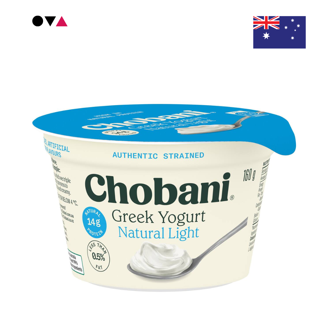 Chobani Greek Yogurt Natural Light 170g กรีก โยเกิร์ต สูตรธรรมชาติ  ไขมันต่ำ จากออสเตรเลีย