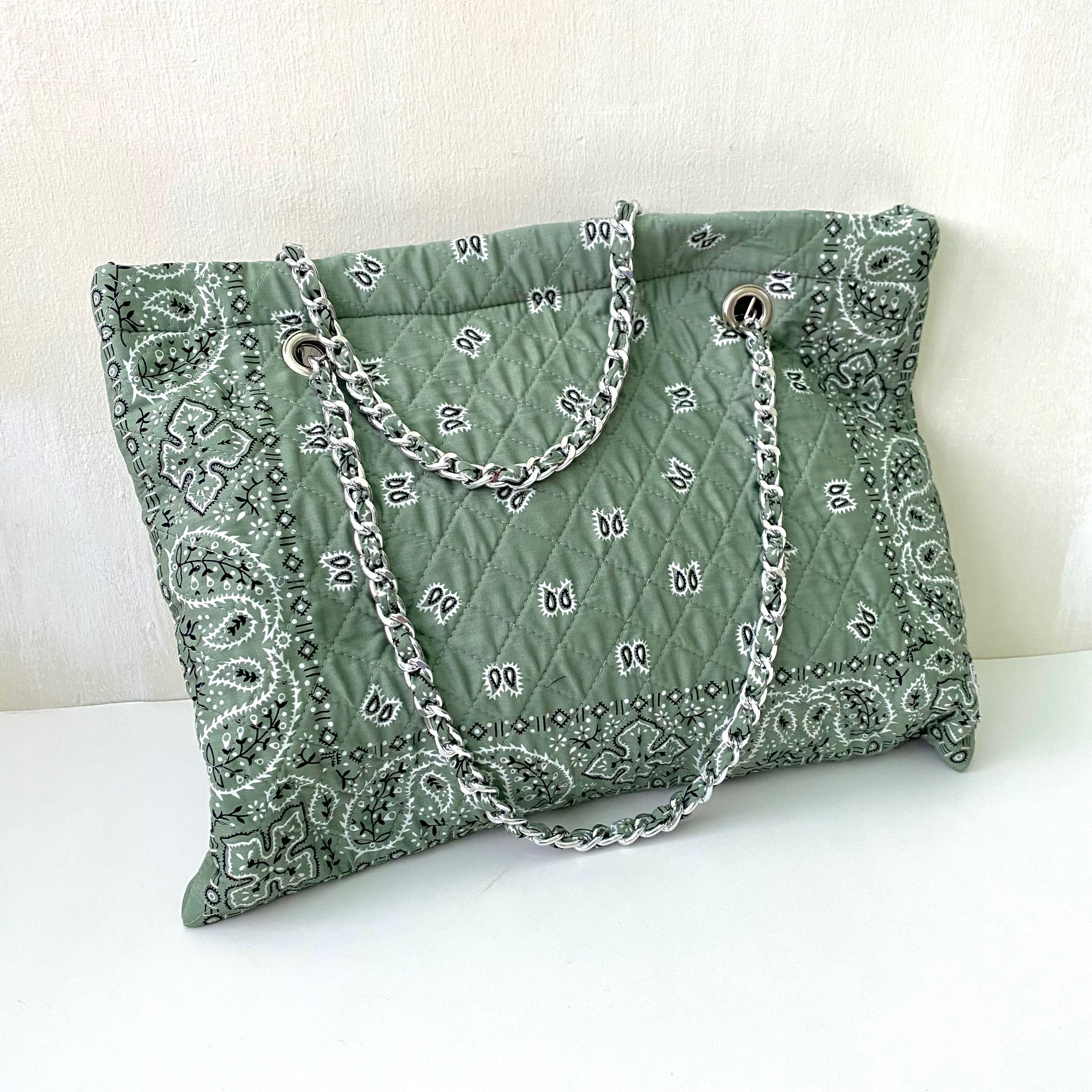 Flat Green pitachio Bandana bag no 13