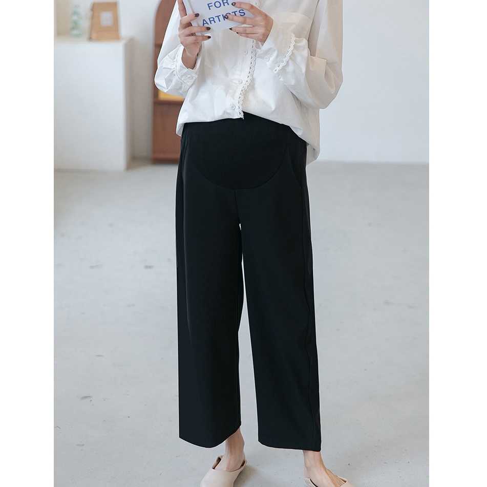 กางเกงขายาวใส่ทำงานสำหรับแม่ท้องโดยเฉพาะ ผ้าดีใส่สบายมาก ทรงสวย ไม่ต้องรีด -สีดำ