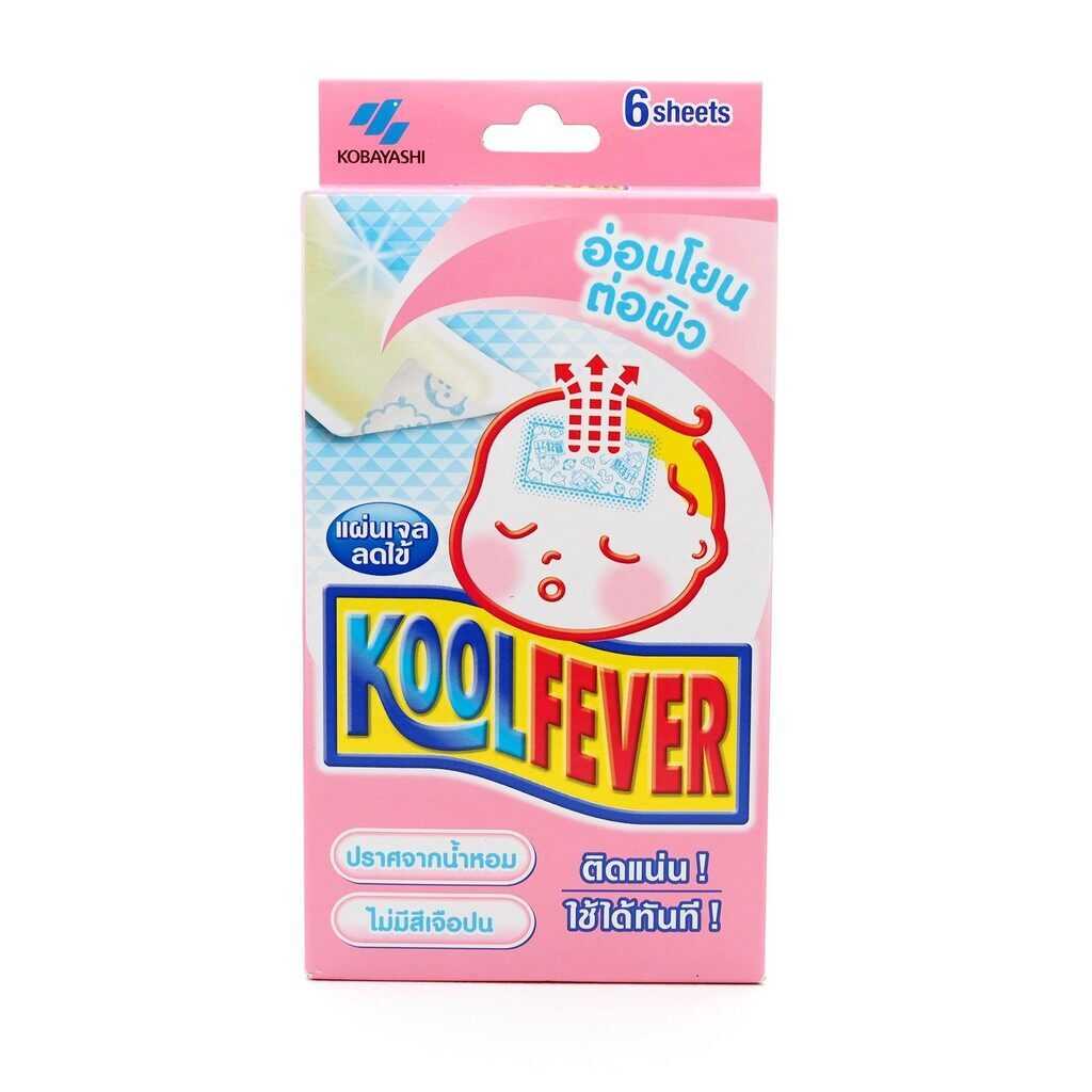 Kool fever แผ่นเจลลดไข้ สำหรับเด็ก สูตรอ่อนโยน 1 กล่อง (6 ชิ้น)