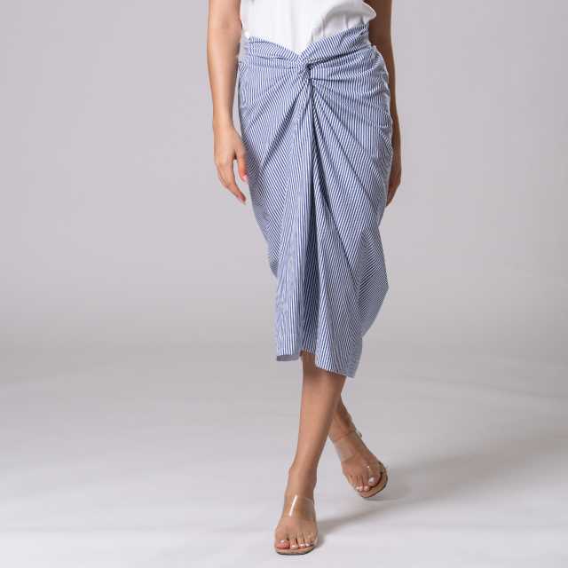 Jolie Jersey Skirt (White & Blue, Size ML)