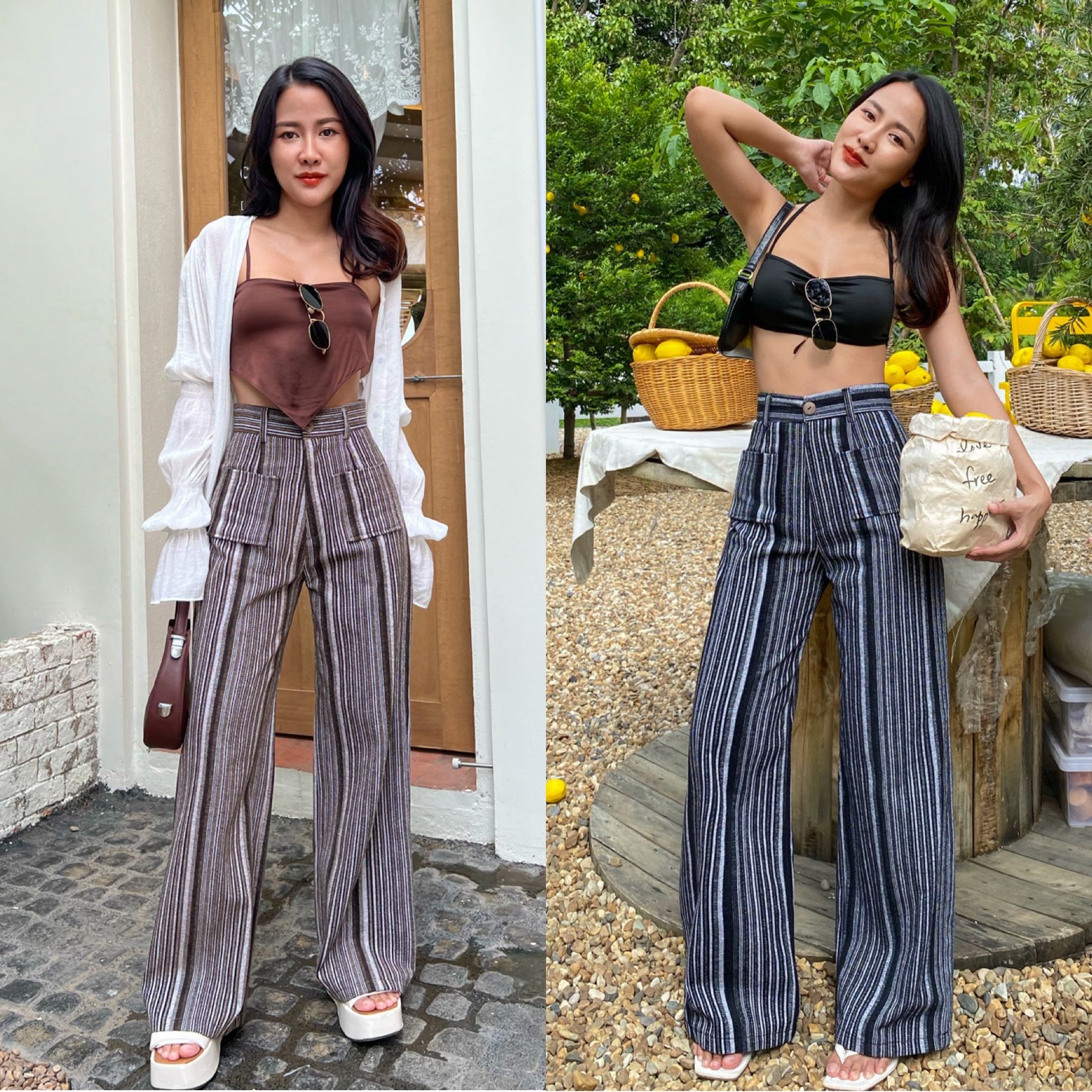 MINIGIRL STORE | Autumn pants กางเกงเอวสูงผ้าทอ