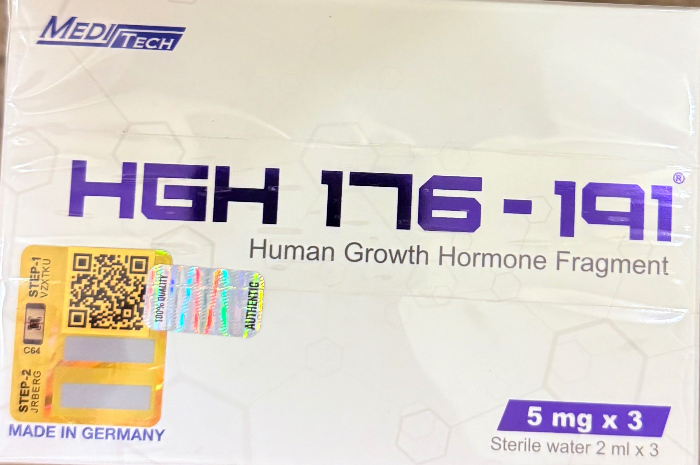 HGH 176 - 191 5 mg 3 Vials Meditech Human Growth Hormone Fragment