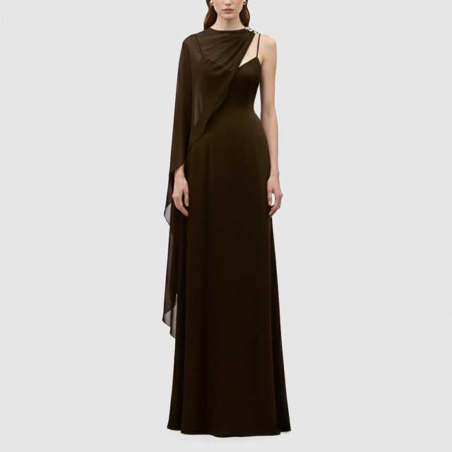 FW25 | DRAPED CHIFFON OFF-THE-SHOULDER MAXI DRESS