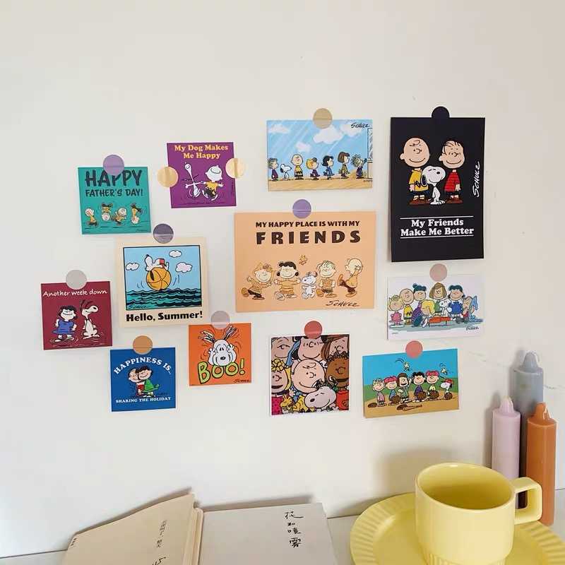 💕คุ้ม💕เซตภาพติดผนัง 12 ภาพ snoopy art card : The Peanut