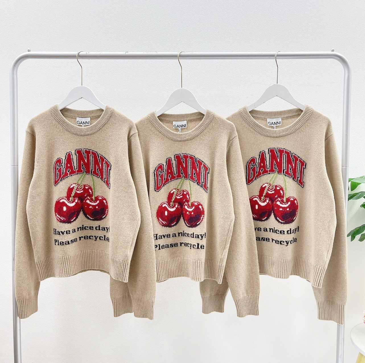 Ganni Big Cherry Sweater (Brown)