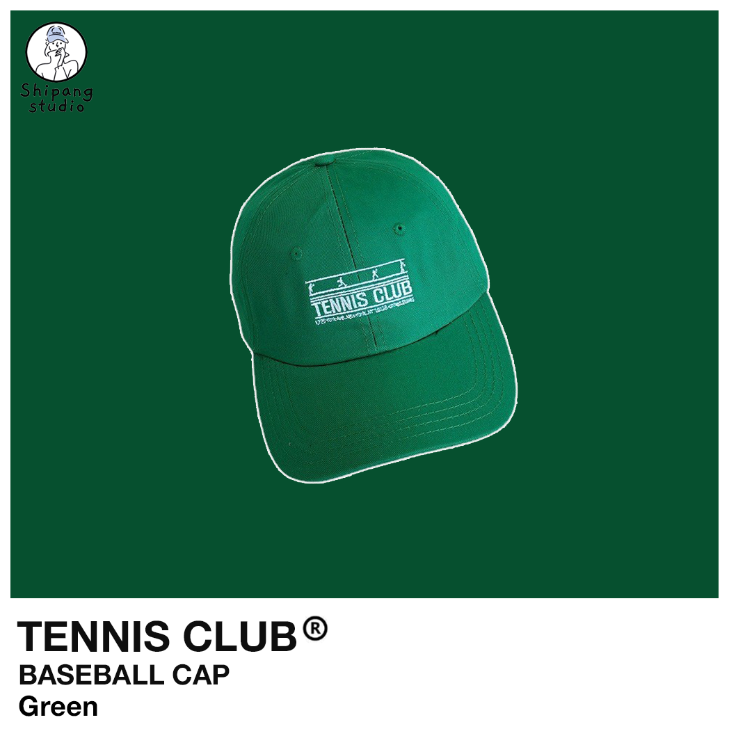 หมวกแก๊ป หมวกเบสบอล ปักลาย TENNIS CLUB สีเขียว