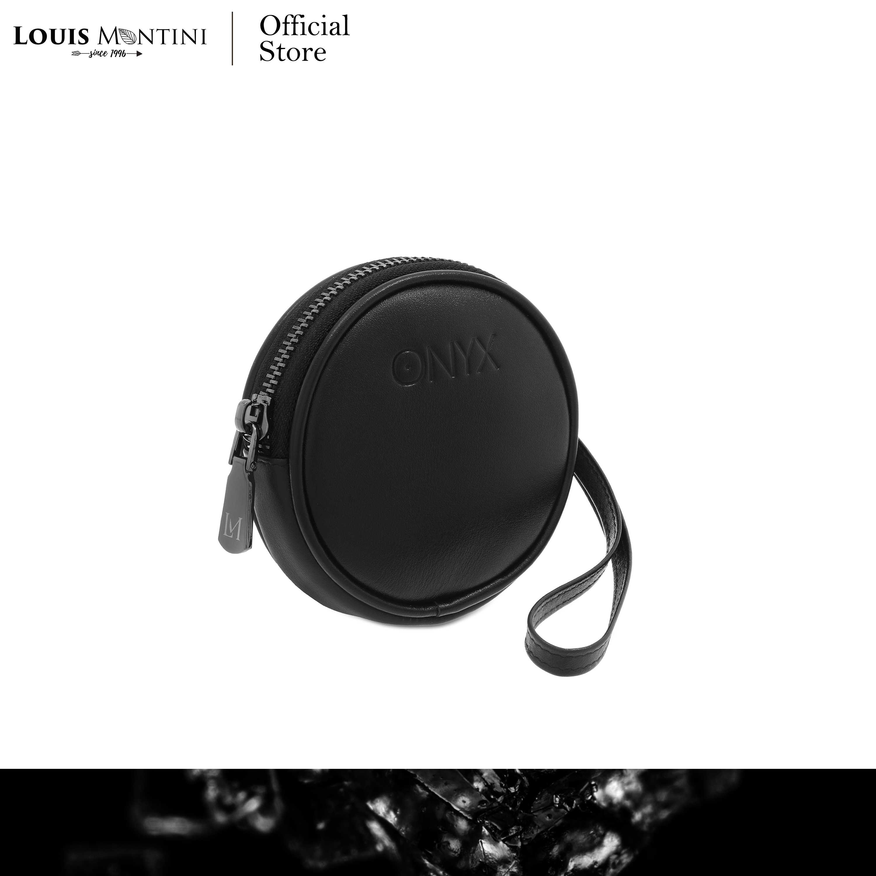 Louis Montini (ONYX) กระเป๋าใส่เหรียญ PU สำหรับคล้องกระเป๋าทรงกลม ONX13