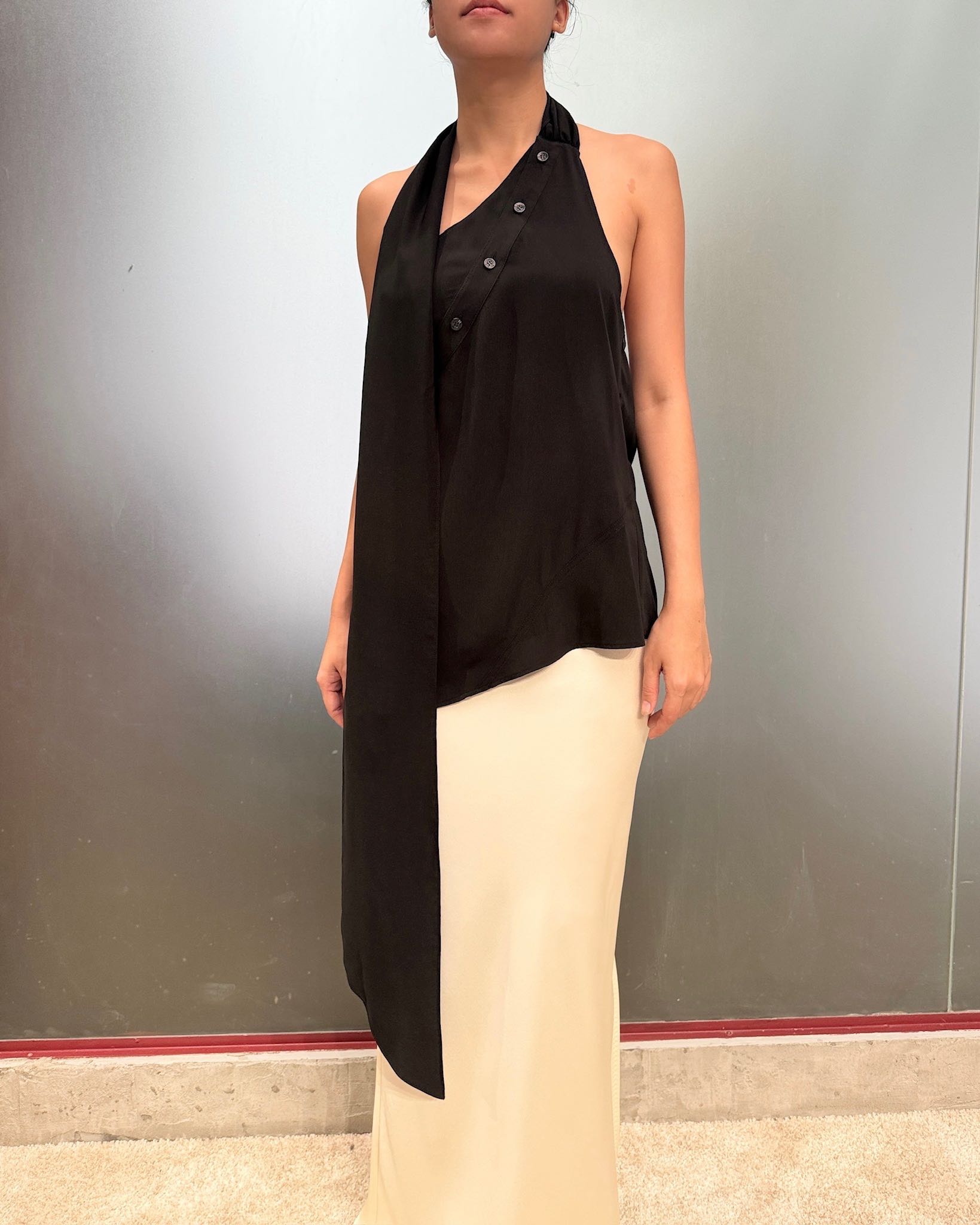 LEJE CALLA  SCARF TOP - BLACK