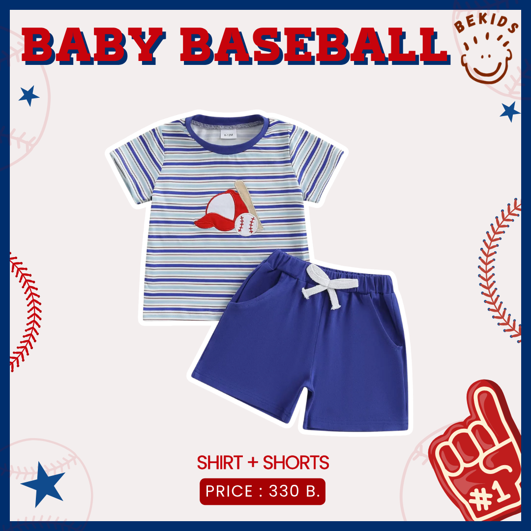 Striped Shirt+ Navy Shorts Baseball