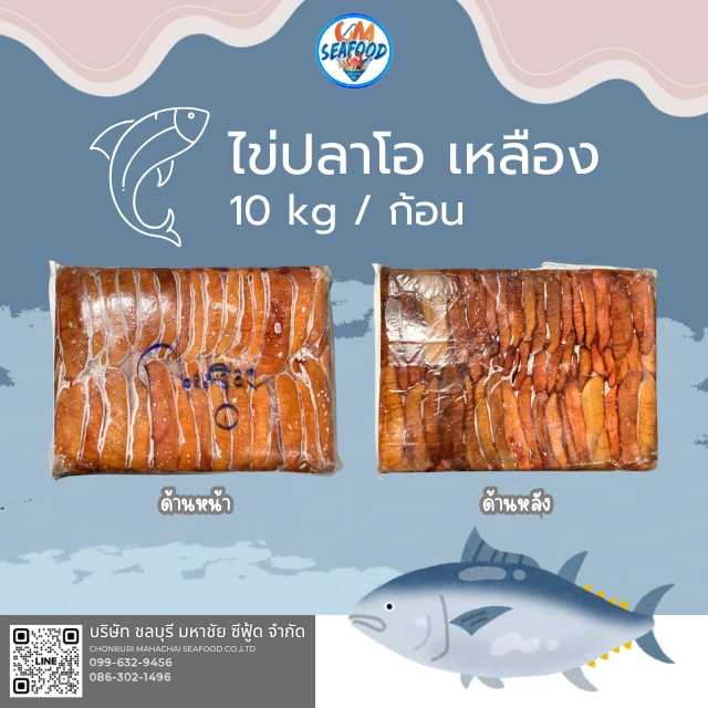 ไข่ปลาโอ เหลือง 10kg/ ก้อน (ส่ง 3+ 1300 บาท)