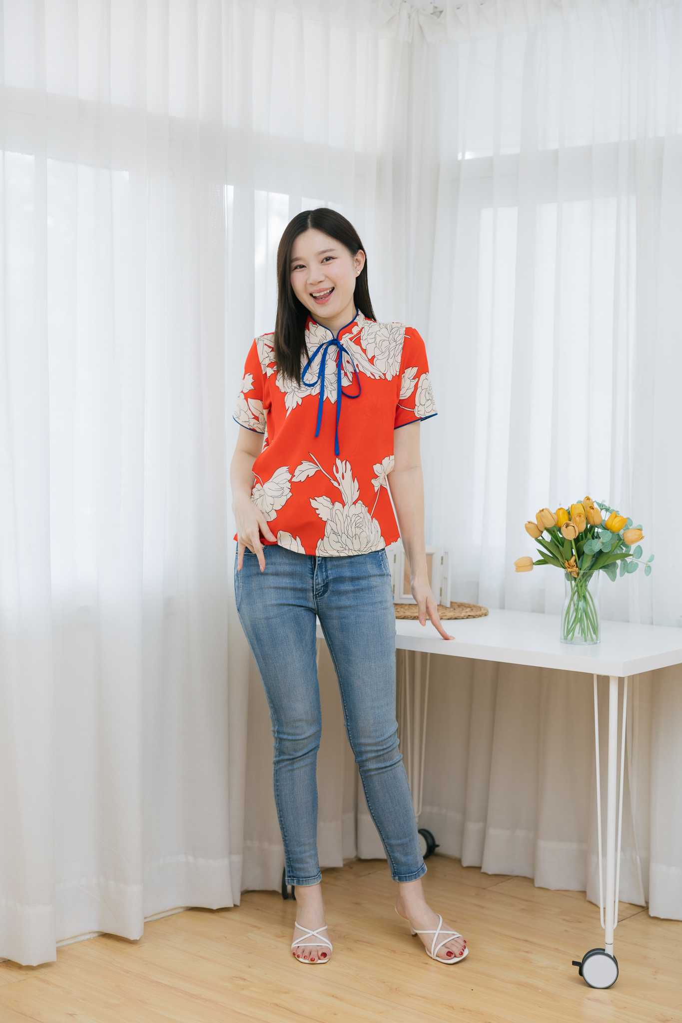 เสื้อให้นมตรุษจีน Red chinese blue top