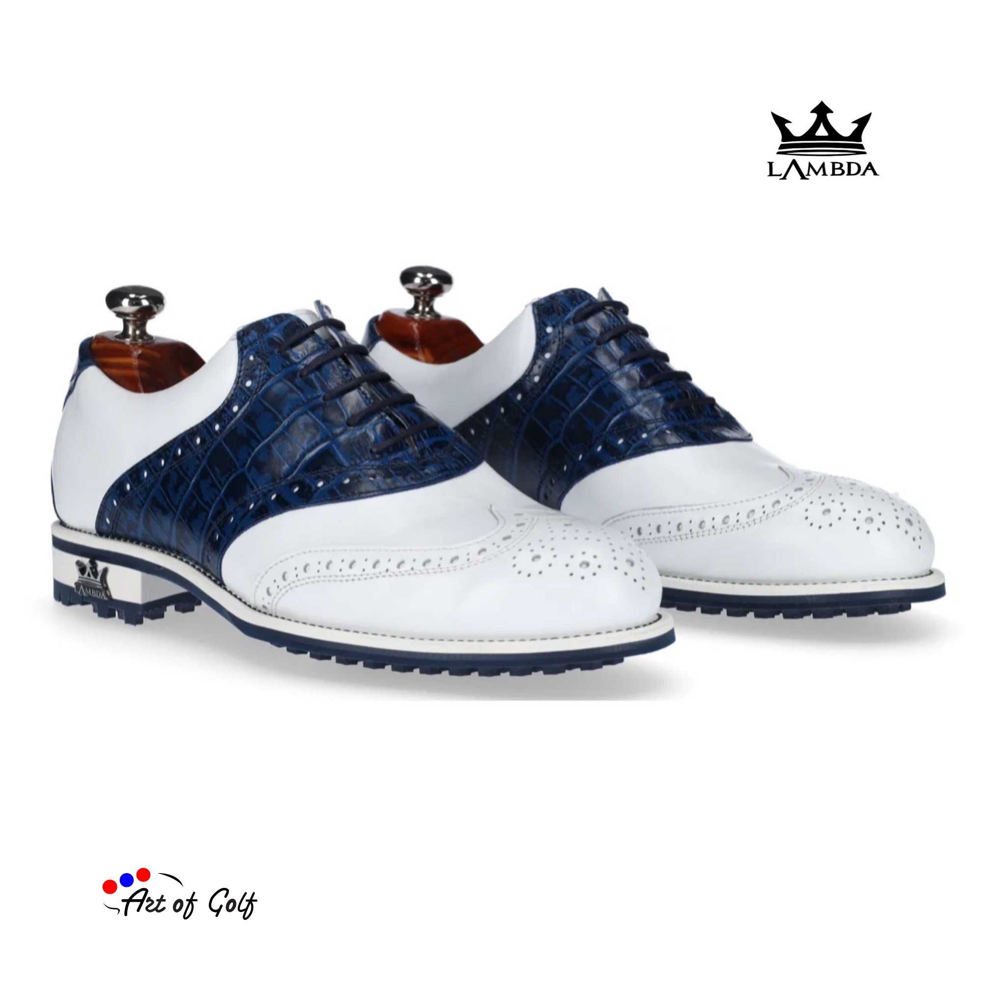 Lambda Golf Shoes For Gentleman - Pavia White & Blue