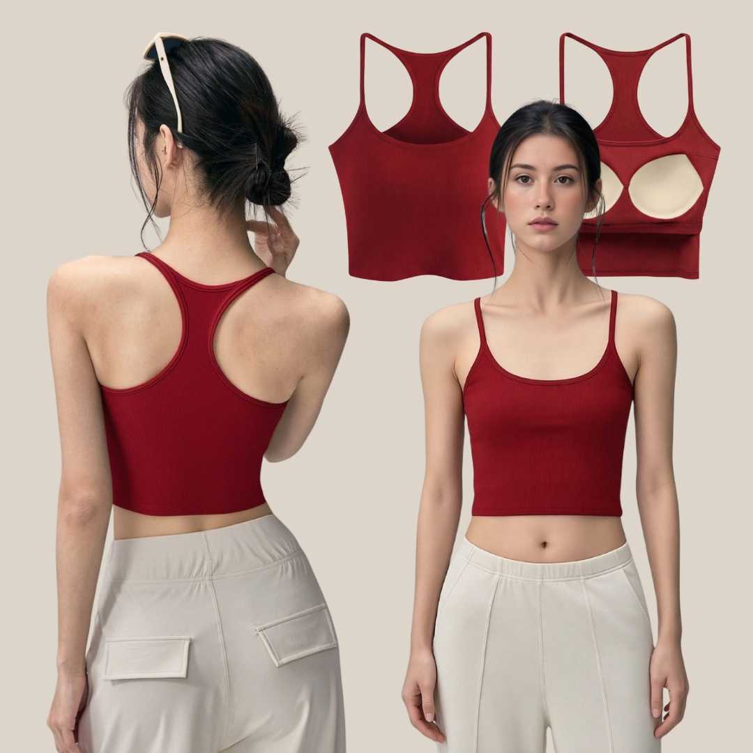 WsimpleBra | Yoko Crop Top เสื้อกล้าม ทรงครอป เว้าหลัง มีบราในตัว เลิกใส่ชุดชั้นในและซิลิโคลปิดจุก