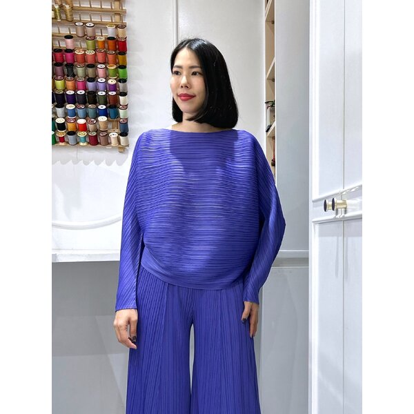 2MUAY รุ่น GJO11258 เสื้ออัดพลีทคุณภาพ LONG SLEEVE CIRCLE PLEATED TOP 8 สี FREE SIZE