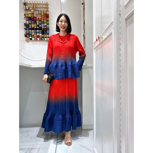 2MUAY รุ่น GA90113 / GA6755 เซ็ตอัดพลีท RIPPLE GRADIENT PLEATED SET 7 สี FREE SIZE