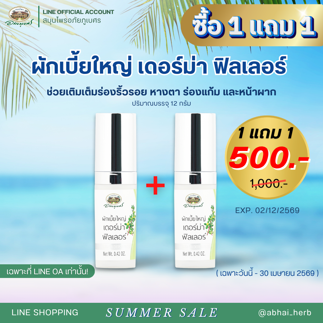 ผักเบี้ยใหญ่ เดอร์ม่า ฟิลเลอร์ 2 ชิ้น ลด 50%