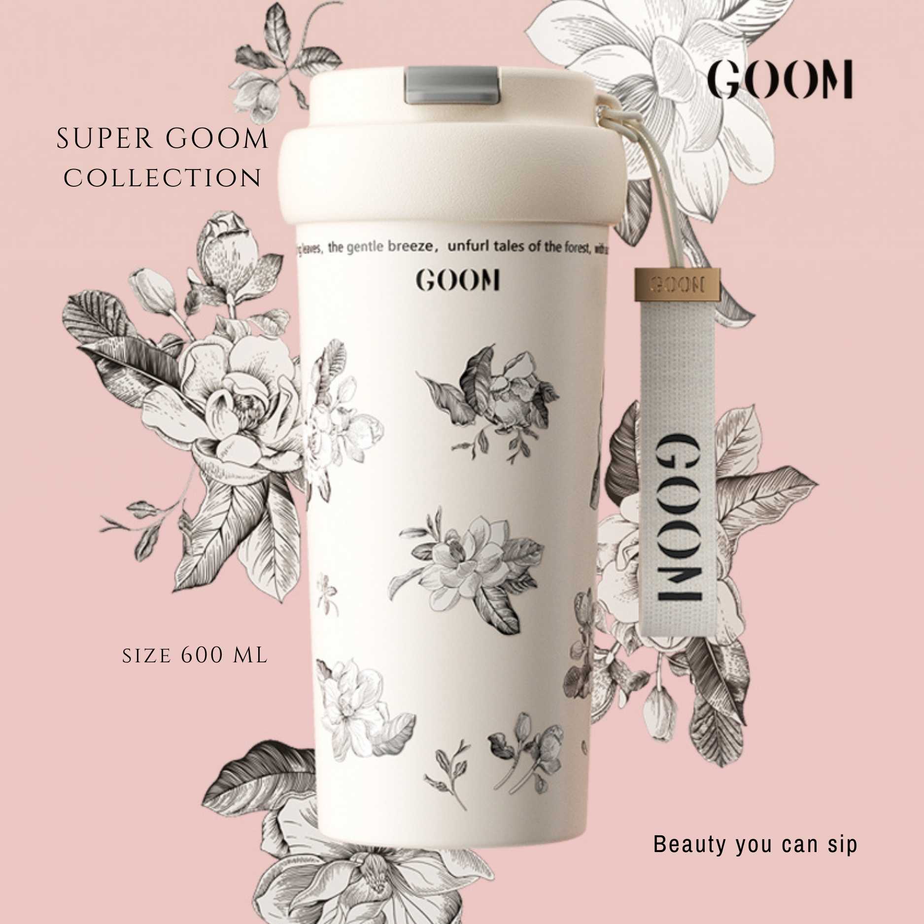 GOOM แก้วเก็บอุณหภมิ 600ml สแตนเลส316 รุ่น Super GOOM ลาย Gardenia