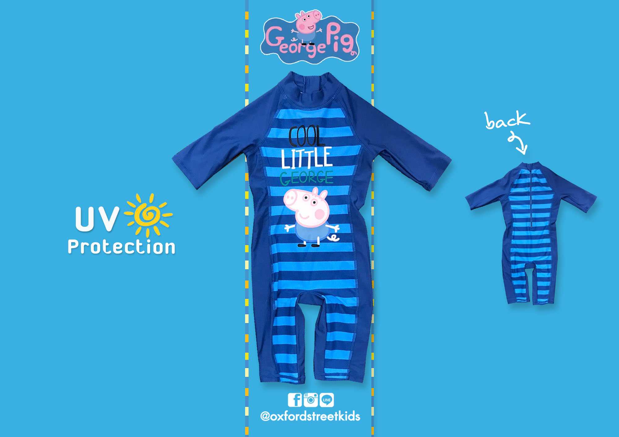 𝐒 [9-12M] George Pig Swimsuit UV Protection ชุดว่ายน้ำเด็ก จอร์จ พิกป้องกันแสงแดด