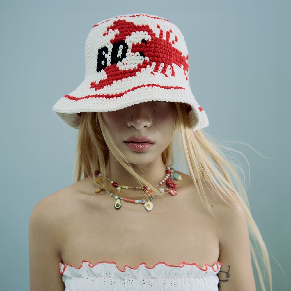 BLACKDOG BKK - RS2419 - Lobster crochet bucket hat - หมวกโครเชต์ถักลาย