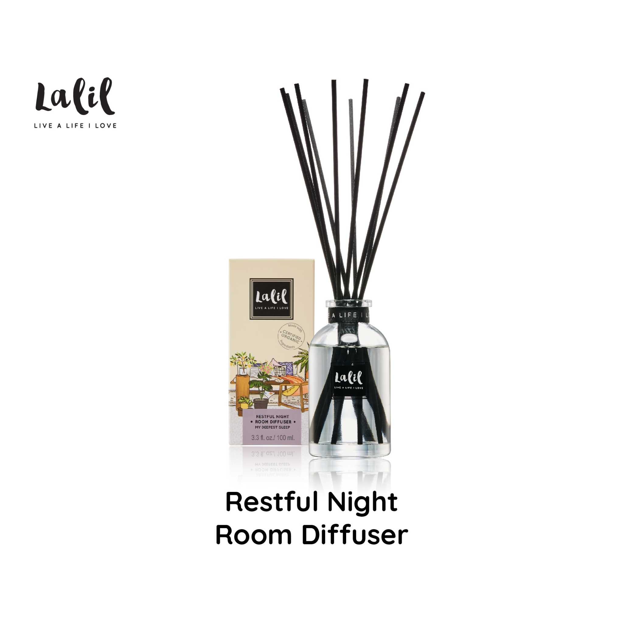 (New Package) Lalil Restful Night Room Diffuser (100 ml.) น้ำหอมอโรม่าตั้งโต๊ะ หอมผ่อนคลาย หลับสบาย