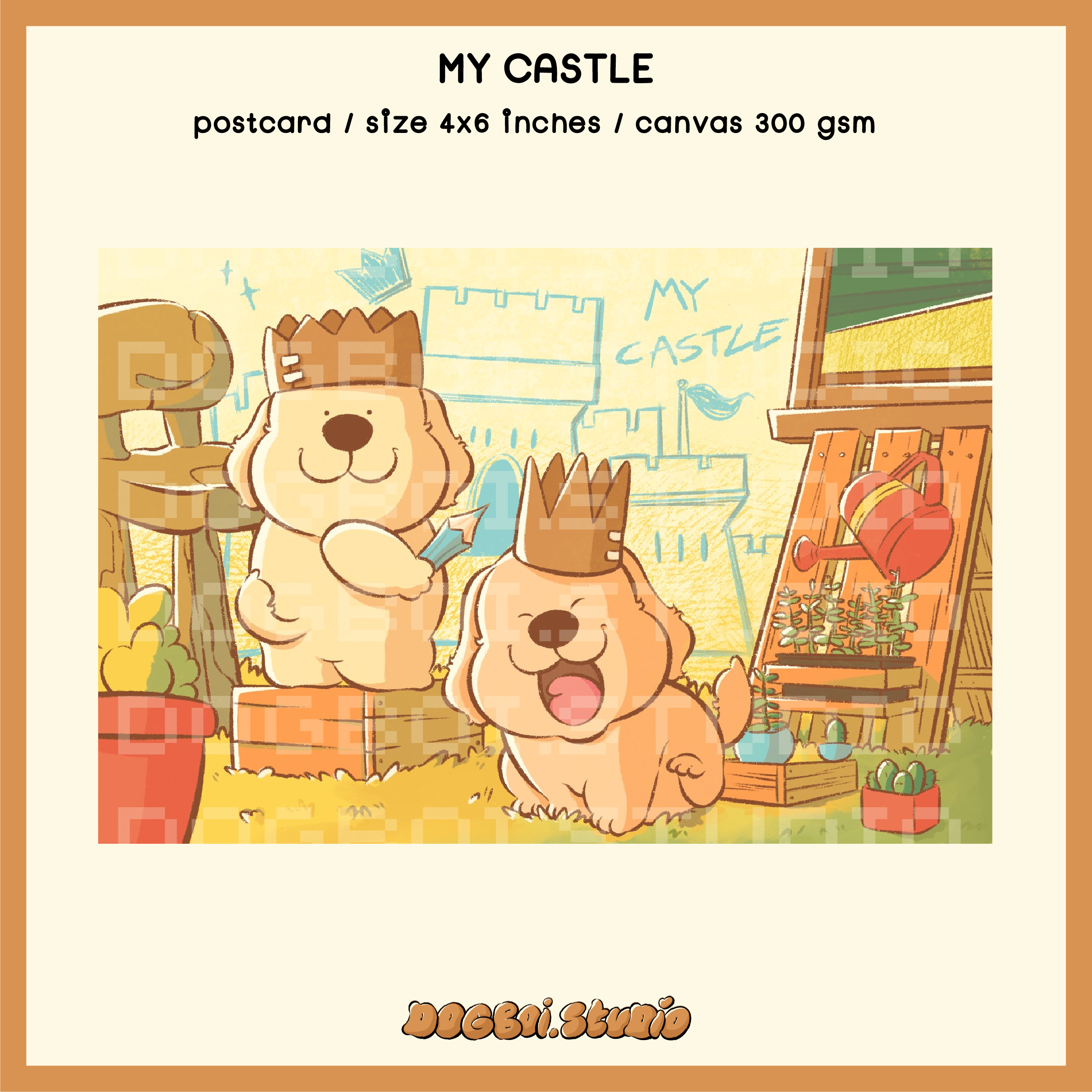 DOGBOI postcard🏰my castle โปสการ์ดโกลเด้นสร้างปราสาท พิมพ์ลงกระดาษแคนวาส